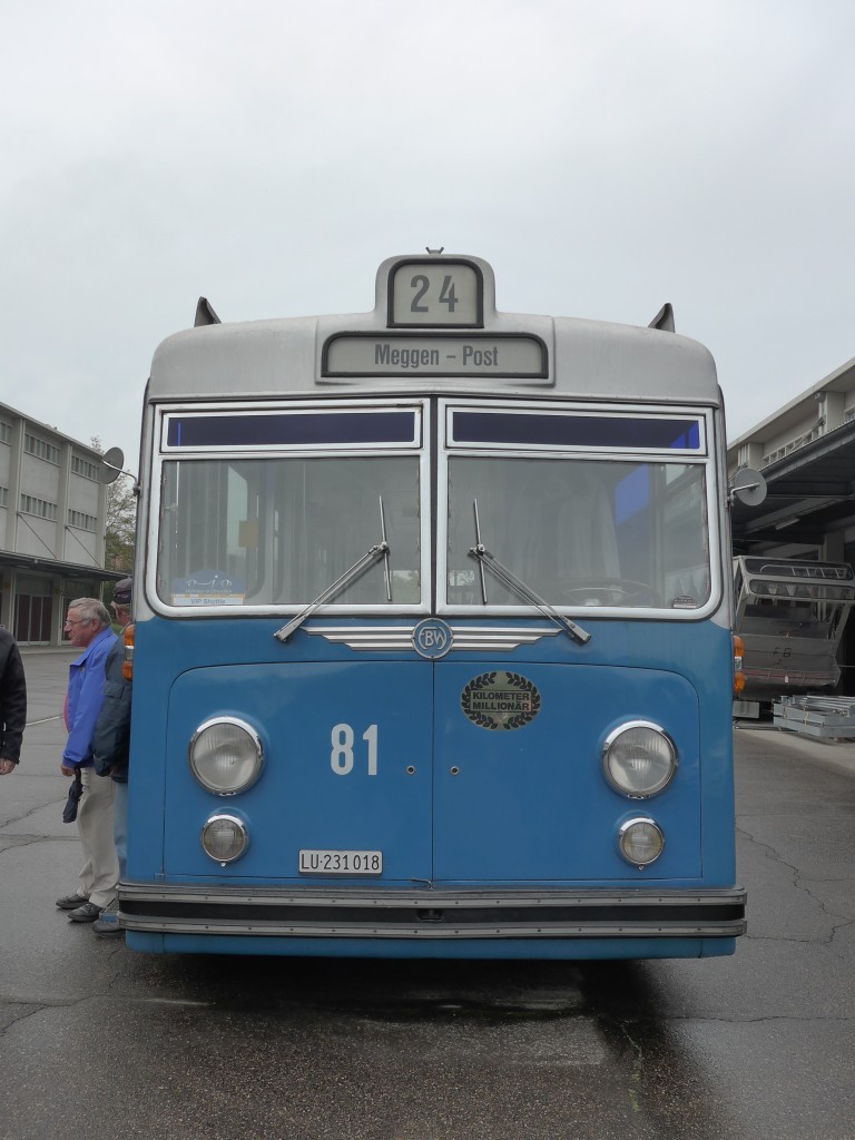 (156'004) - VBL Luzern (vbl-historic) - Nr. 81/LU 231'018 - FBW/Hess am 25. Oktober 2014 in Rain, Lager Geissbach