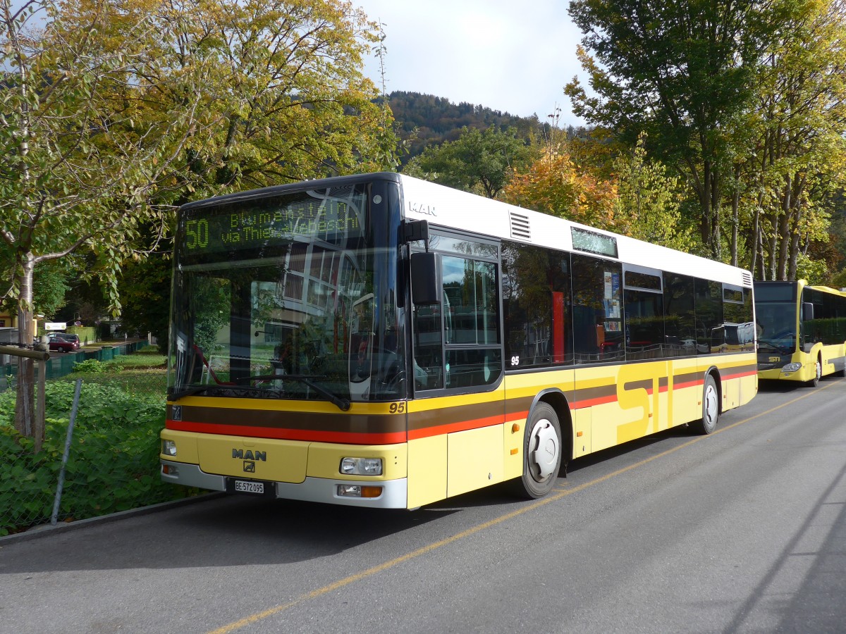 (156'131) - STI Thun - Nr. 95/BE 572'095 - MAN am 27. Oktober 2014 bei der Schifflndte Thun