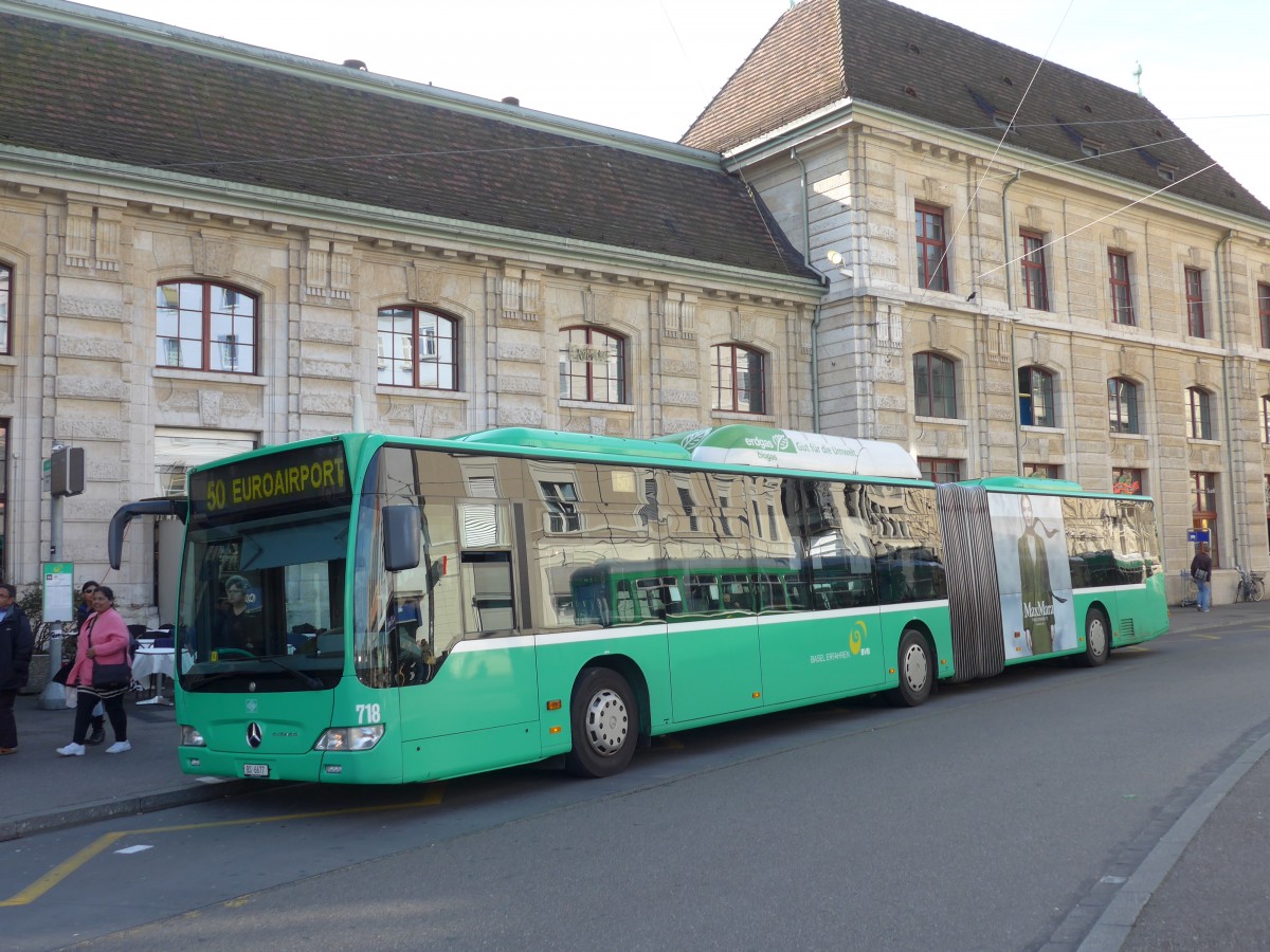 (156'147) - BVB Basel - Nr. 718/BS 6677 - Mercedes am 27. Oktober 2014 beim Bahnhof Basel