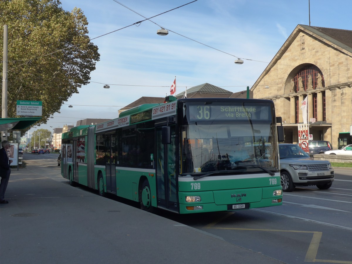 (156'155) - BVB Basel - Nr. 769/BS 3269 - MAN am 27. Oktober 2014 in Basel, Badischer Bahnhof