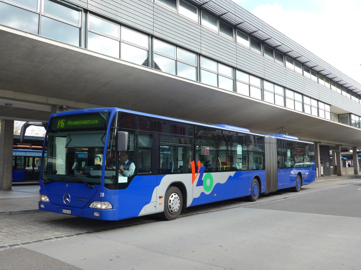 (156'248) - VZO Grningen - Nr. 28/ZH 584'628 - Mercedes am 28. Oktober 2014 beim Bahnhof Uster