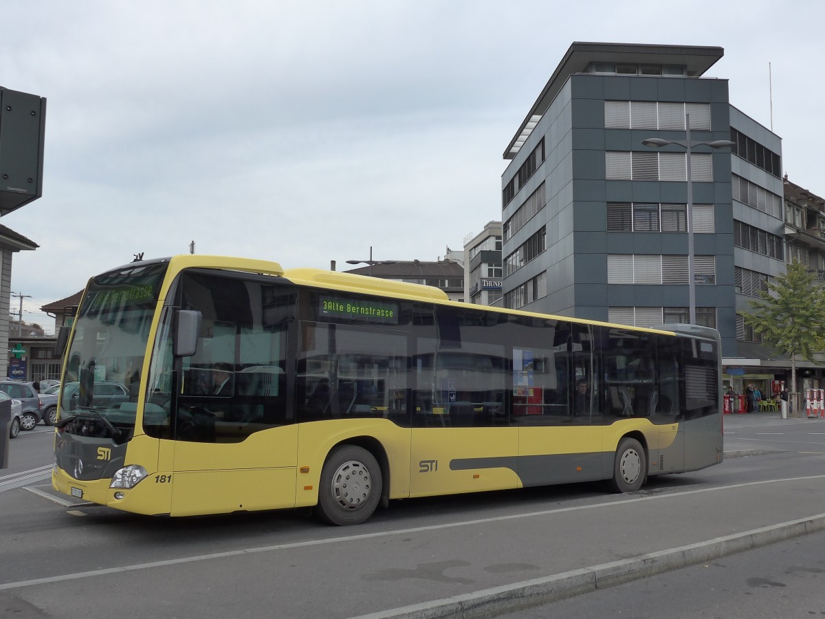 (156'480) - STI Thun - Nr. 181/BE 752'181 - Mercedes am 9. November 2014 beim Bahnhof Thun