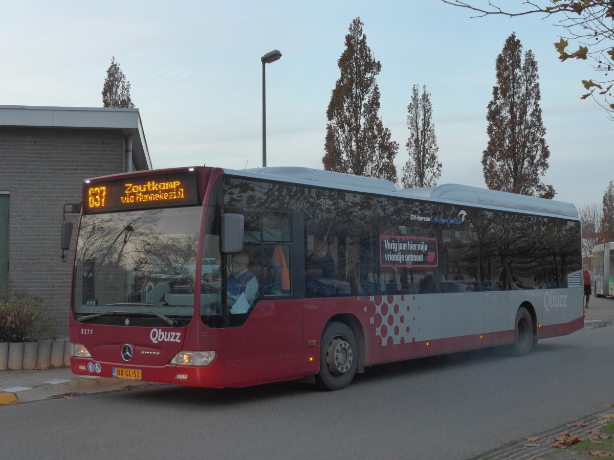 (156'744) - Qbuzz, Groningen - Nr. 3277/BX-GL-52 - Mercedes am 18. November 2014 beim Bahnhof Zuidhorn