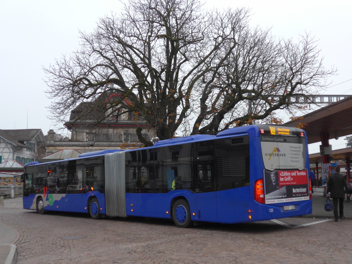 (157'557) - VZO Grningen - Nr. 123/ZH 361'123 - Mercedes am 26. November 2014 beim Bahnhof Wetzikon