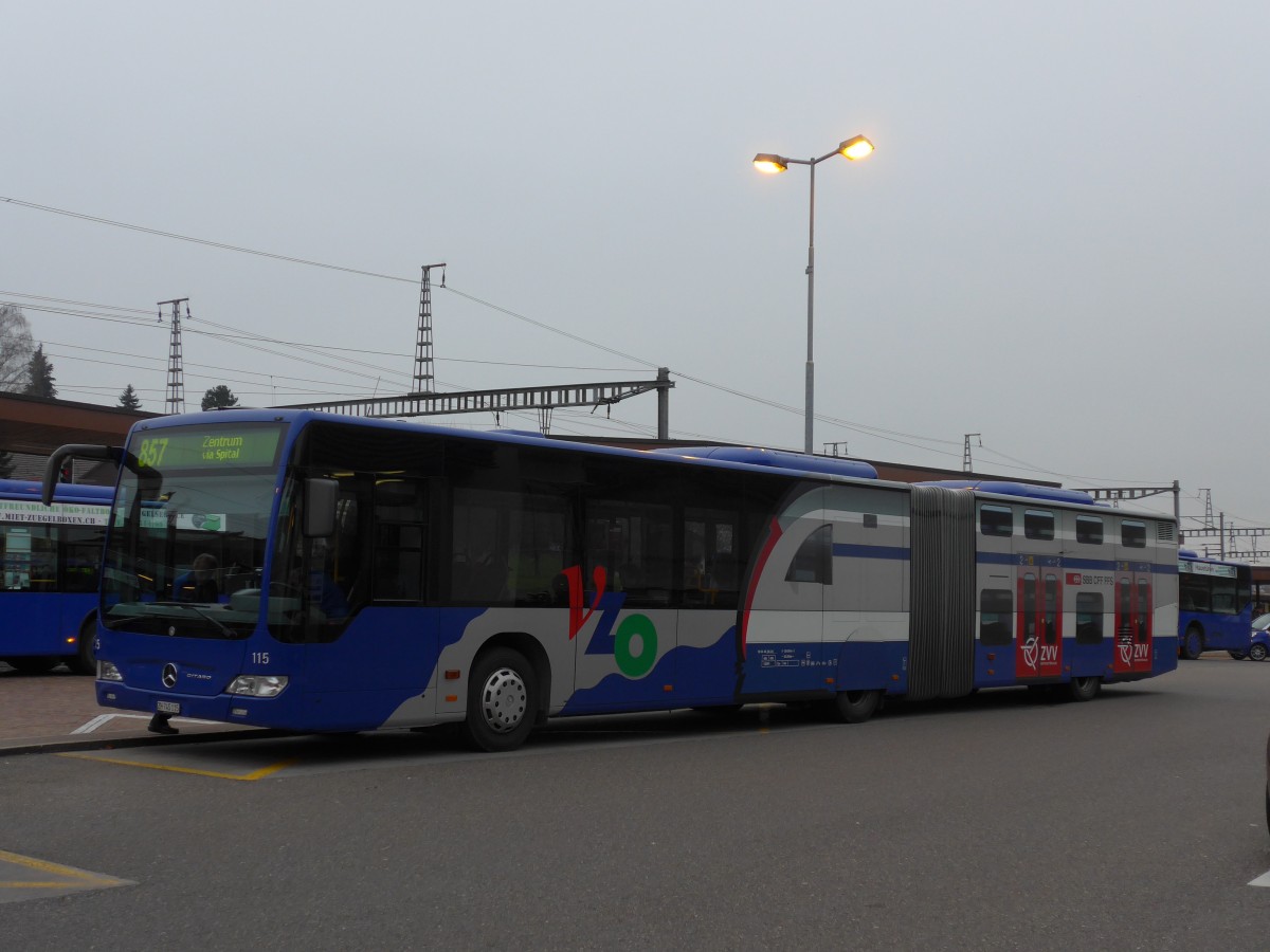 (157'561) - VZO Grningen - Nr. 115/ZH 745'115 - Mercedes am 26. November 2014 beim Bahnhof Wetzikon