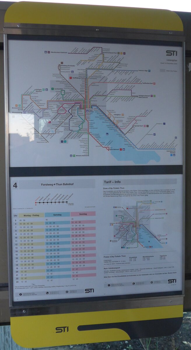 (157'857) - STI-Fahrplan von 2014 bis 2015 am 20. Dezember 2014 in Thun-Lerchenfeld, Forstweg