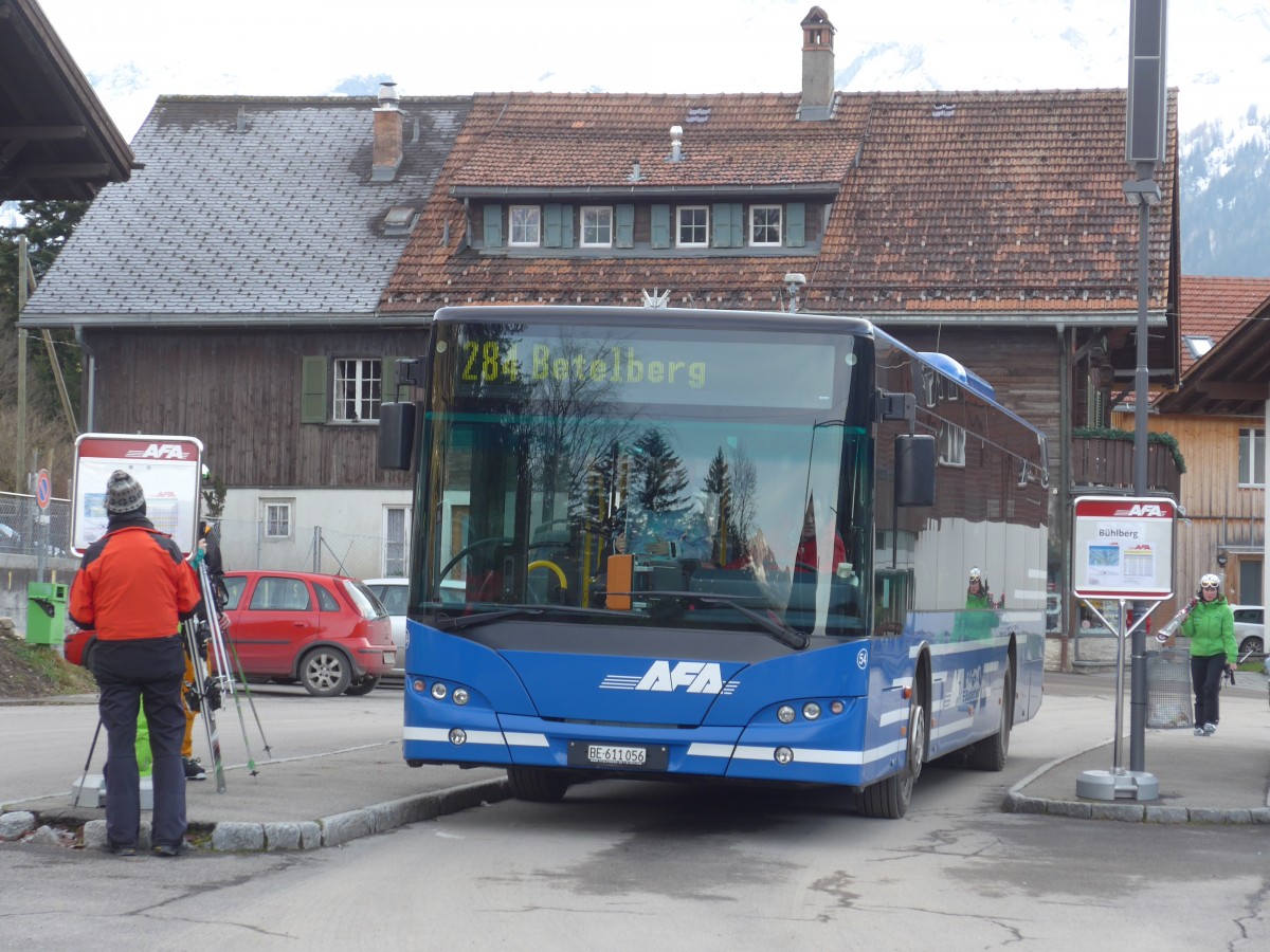 (157'869) - AFA Adelboden - Nr. 54/BE 611'056 - Neoplan (ex VBZ Zrich Nr. 243) am 21. Dezember 2014 beim Bahnhof Lenk