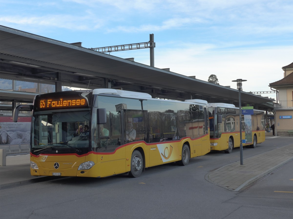 (157'880) - PostAuto Bern - BE 653'383 - Mercedes am 22. Dezember 2014 beim Bahnhof Spiez