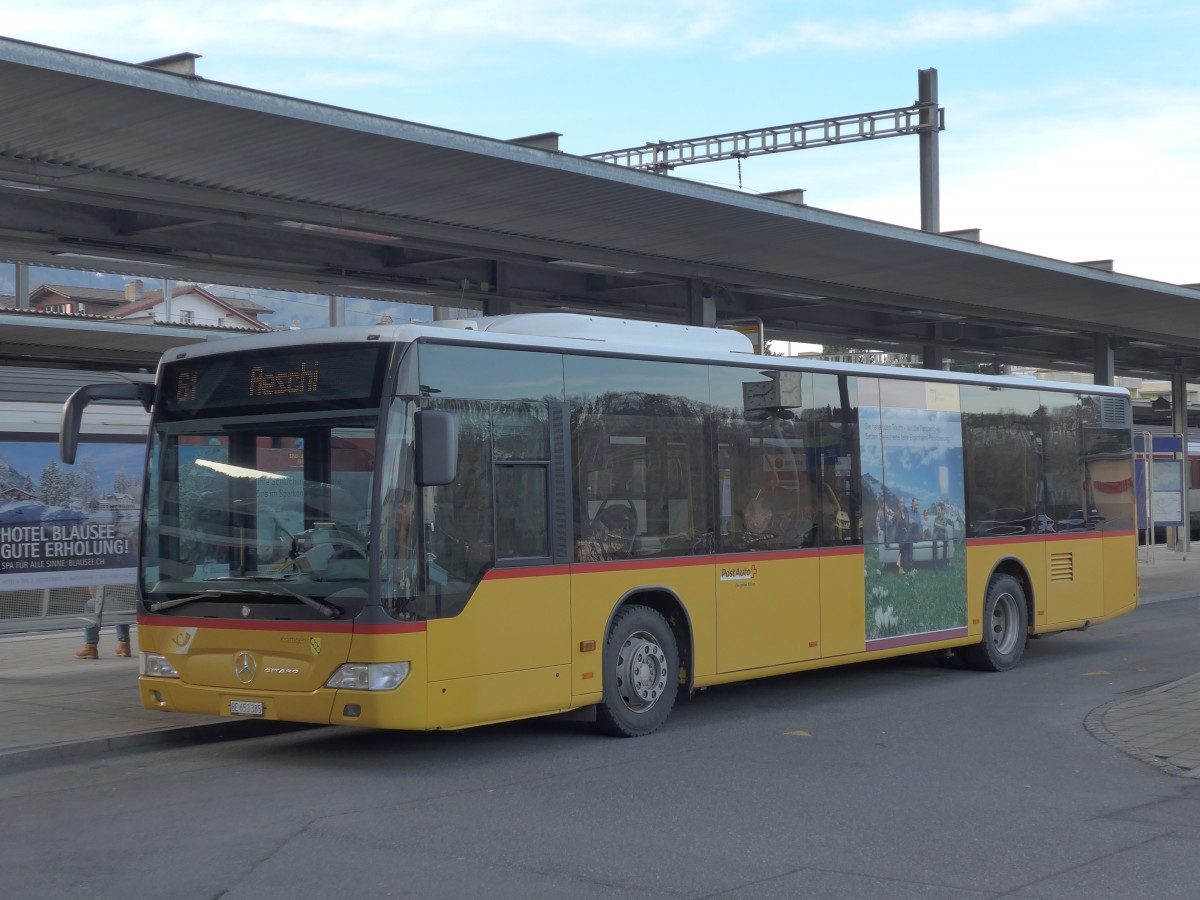 (157'882) - PostAuto Bern - BE 653'385 - Mercedes am 22. Dezember 2014 beim Bahnhof Spiez