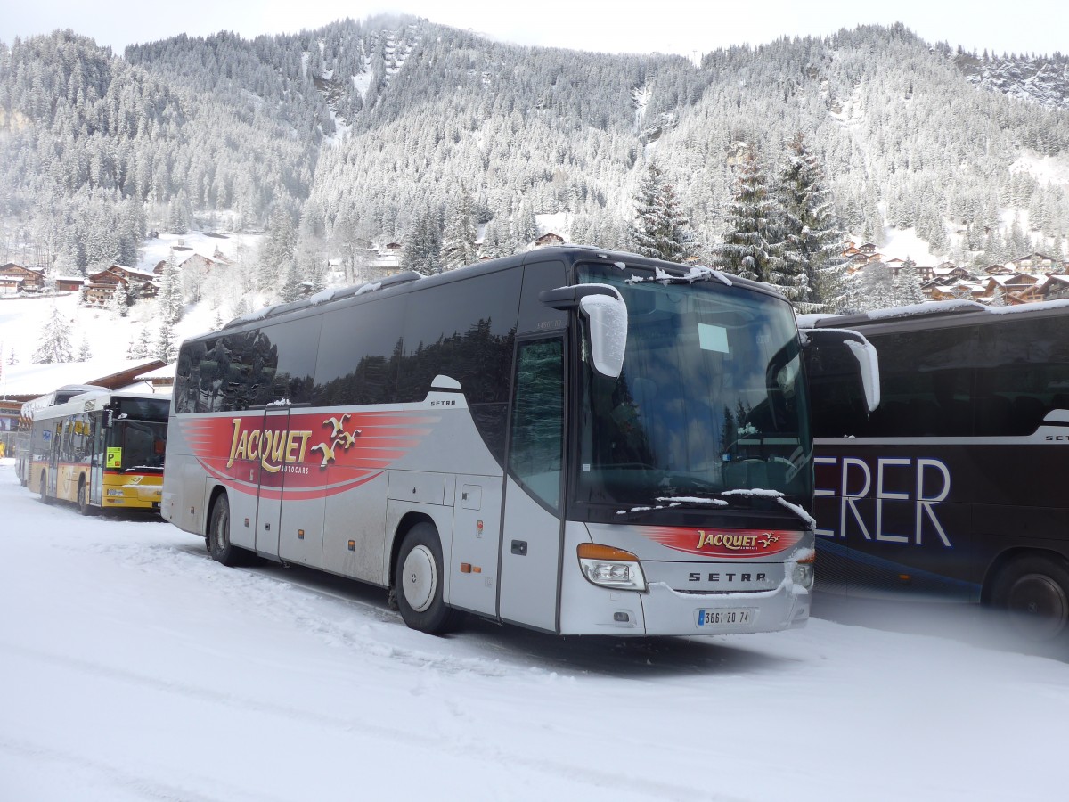 (158'291) - Aus Frankreich: Jaquet, Marnaz - 3861 ZQ 74 - Setra am 11. Januar 2015 in Adelboden, ASB