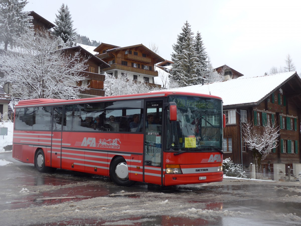 (158'311) - AFA Adelboden - Nr. 25/BE 26'702 - Setra (ex Nr. 12) am 11. Januar 2015 in Adelboden, Mineralquelle