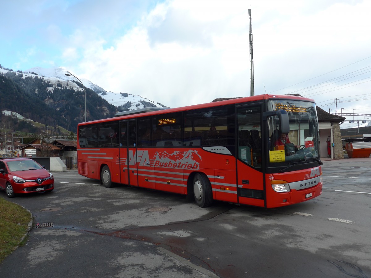 (158'334) - AFA Adelboden - Nr. 24/BE 26'701 - Setra am 11. Januar 2015 beim Bahnhof Frutigen