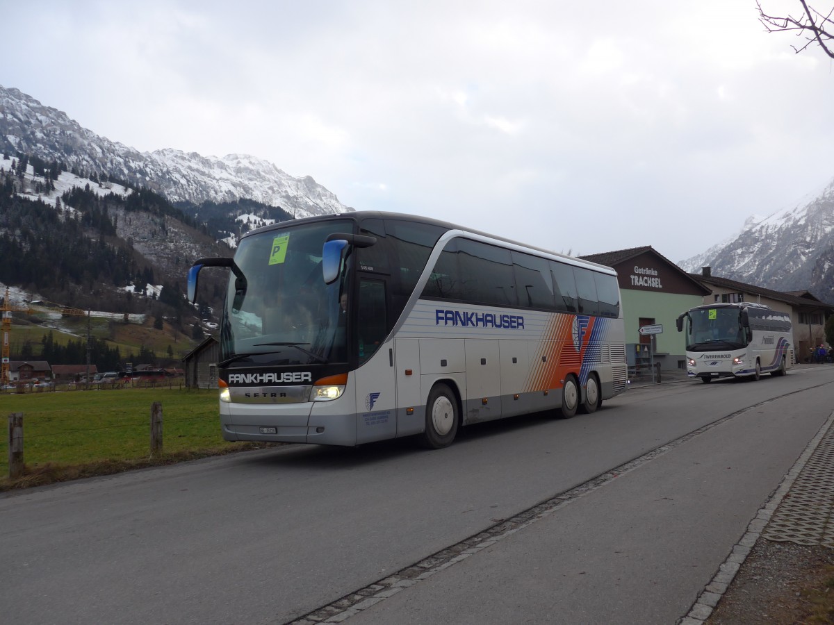 (158'382) - Fankhauser, Sigriswil - BE 35'126 - Setra am 11. Januar 2015 beim Bahnhof Frutigen