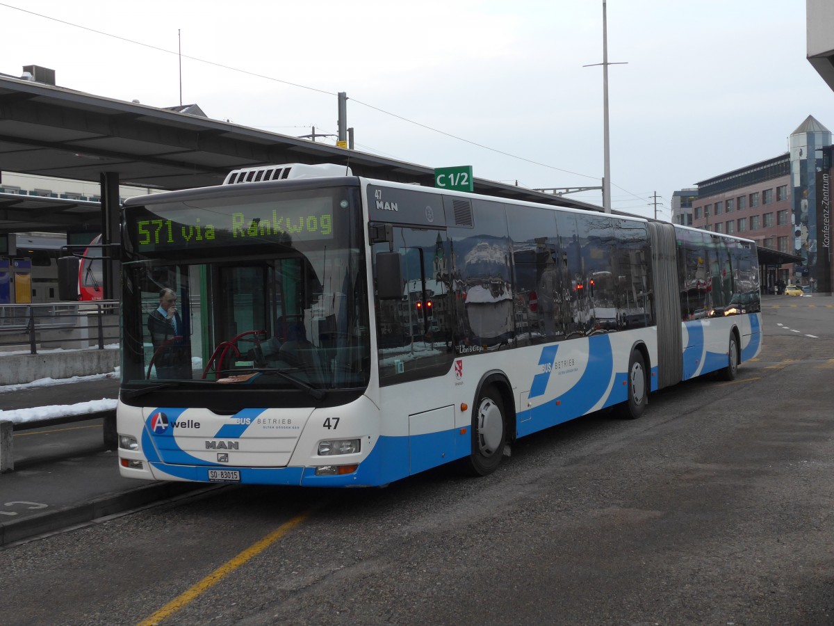 (158'577) - BOGG Wangen b.O. - Nr. 47/SO 83'015 - MAN am 4. Februar 2015 beim Bahnhof Olten