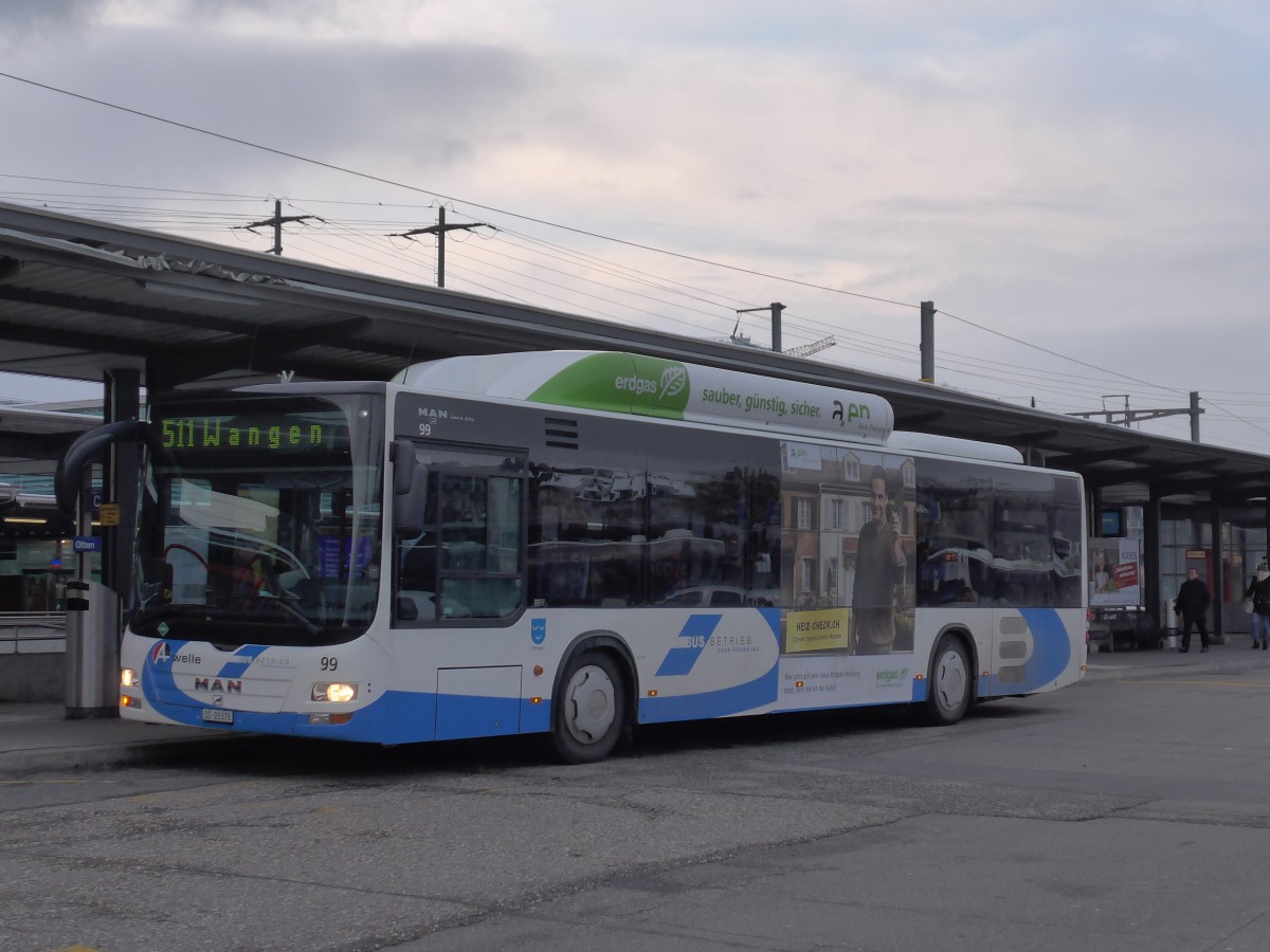 (158'581) - BOGG Wangen b.O. - Nr. 99/SO 20'378 - MAN am 4. Februar 2015 beim Bahnhof Olten