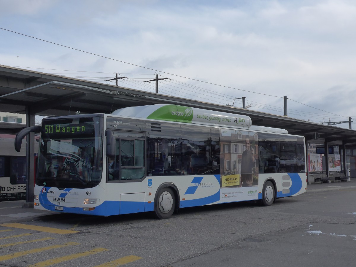 (158'622) - BOGG Wangen b.O. - Nr. 99/SO 20'378 - MAN am 4. Februar 2015 beim Bahnhof Olten