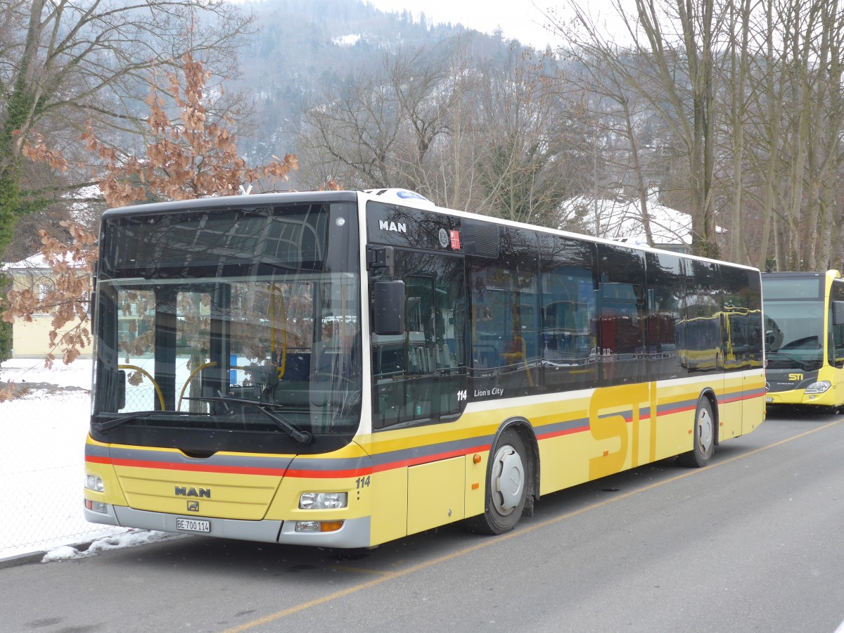 (158'640) - STI Thun - Nr. 114/BE 700'114 - MAN am 5. Februar 2015 bei der Schifflndte Thun