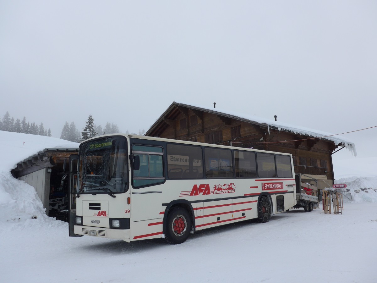 (158'657) - AFA Adelboden - Nr. 39/BE 25'753 - NAW/R&J (ex Nr. 18; ex Autopostale, Mendrisio Nr. 38; ex Piotti, Balerna Nr. 38; ex AAGI Interlaken Nr. 38; ex Schmocker, Beatenberg Nr. 3) am 8. Februar 2015 in Zweisimmen, Sparenmoos