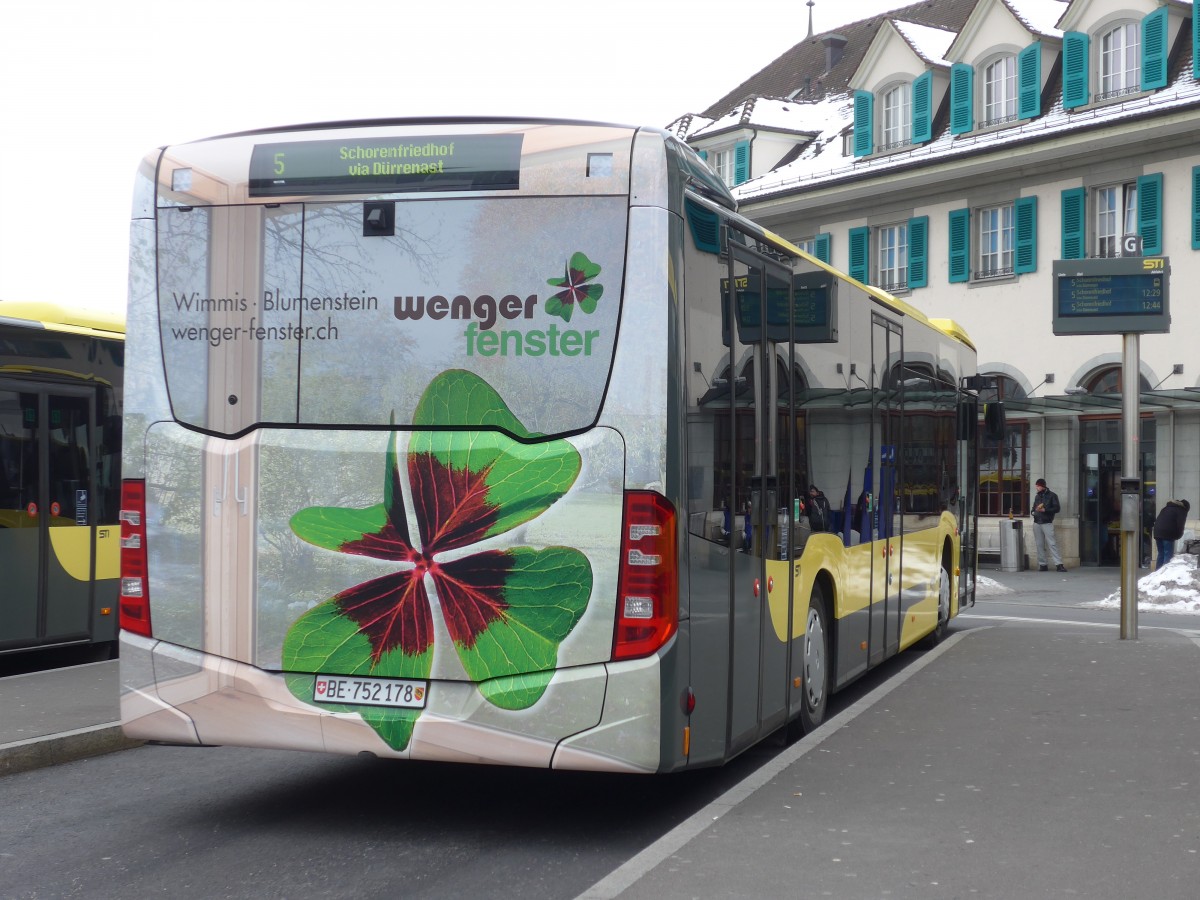 (158'674) - STI Thun - Nr. 178/BE 752'178 - Mercedes am 8. Februar 2015 beim Bahnhof Thun