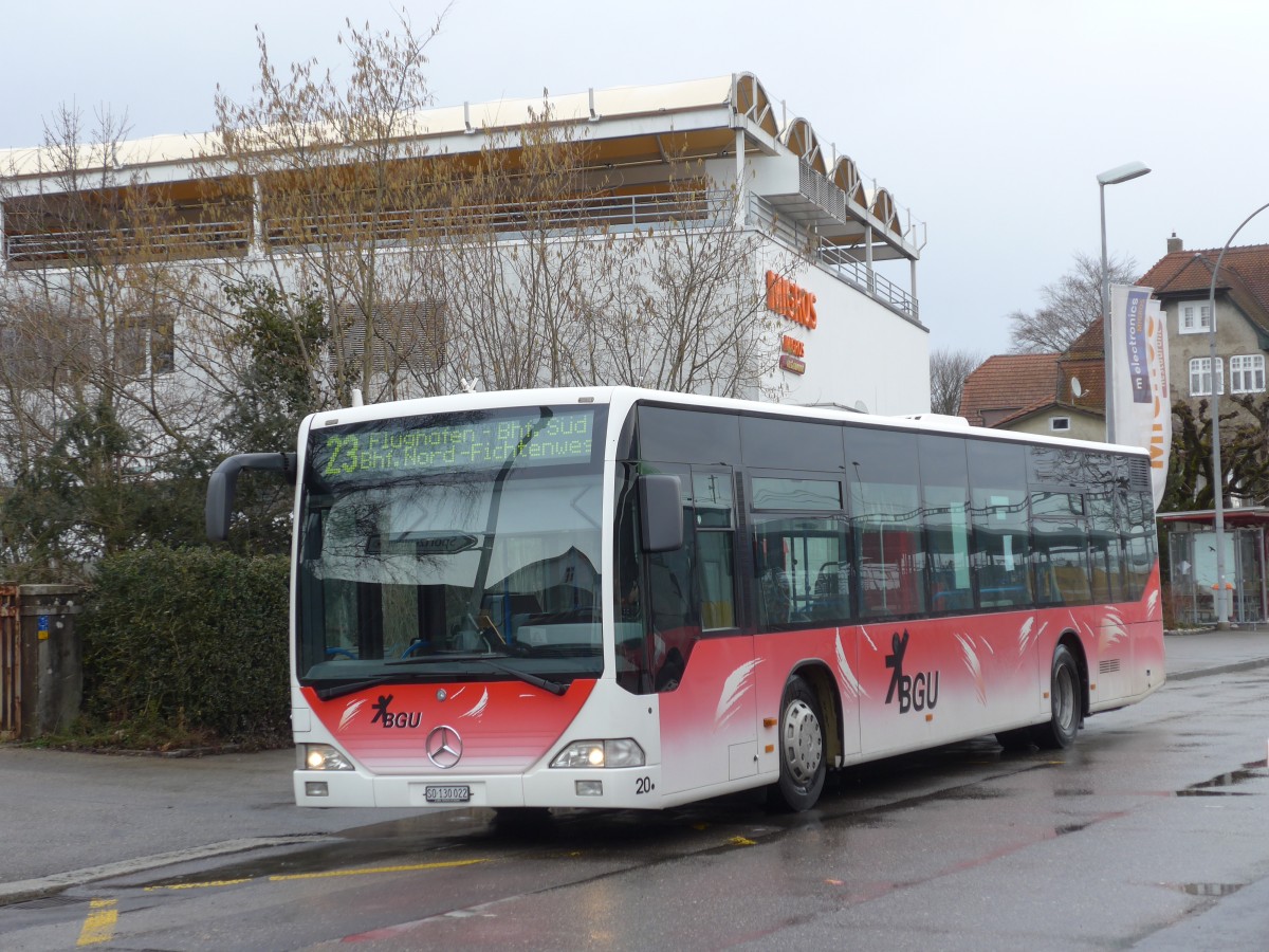 (159'003) - BGU Grenchen - Nr. 20/SO 130'022 - Mercedes am 2. Mrz 2015 beim Bahnhof Grenchen Sd