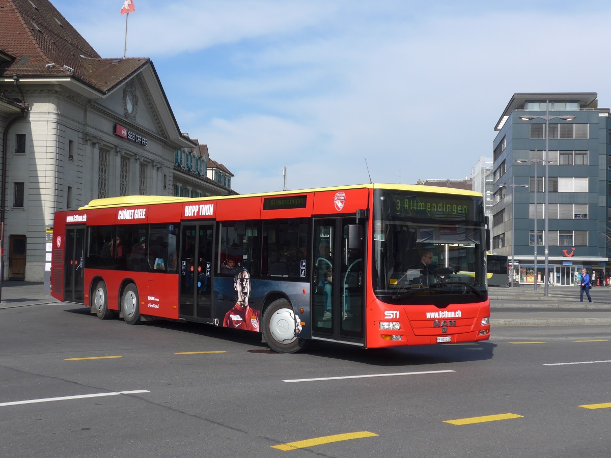 (159'181) - STI Thun - Nr. 149/BE 801'149 - MAN am 16. Mrz 2015 beim Bahnhof Thun