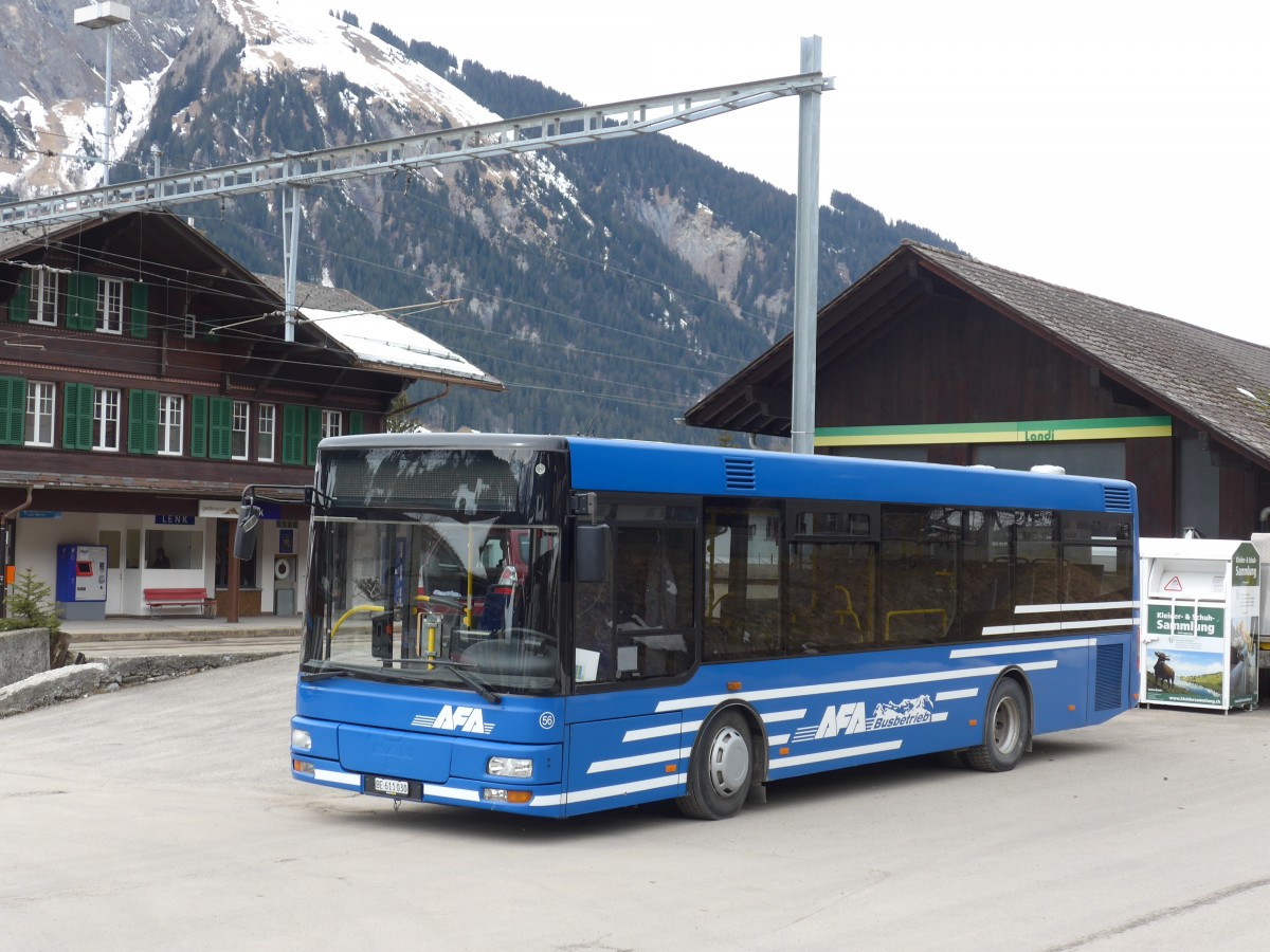 (159'192) - AFA Adelboden - Nr. 56/BE 611'030 - MAN/Gppel am 16. Mrz 2015 beim Bahnhof Lenk