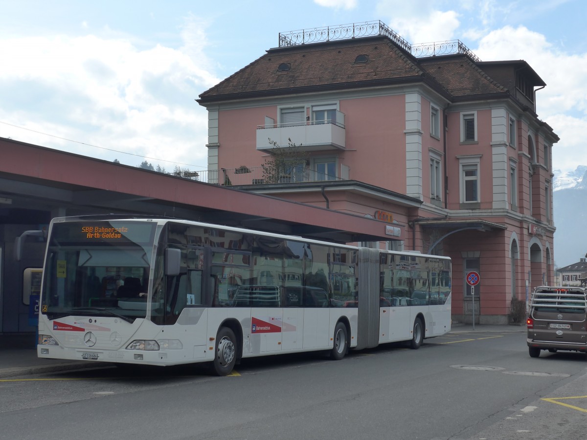 (159'219) - AAGS Schwyz - Nr. 84/SZ 118'684 - Mercedes (ex VR La Chaux-de-Fonds Nr. 228) am 17. Mrz 2015 beim Bahnhof Brunnen