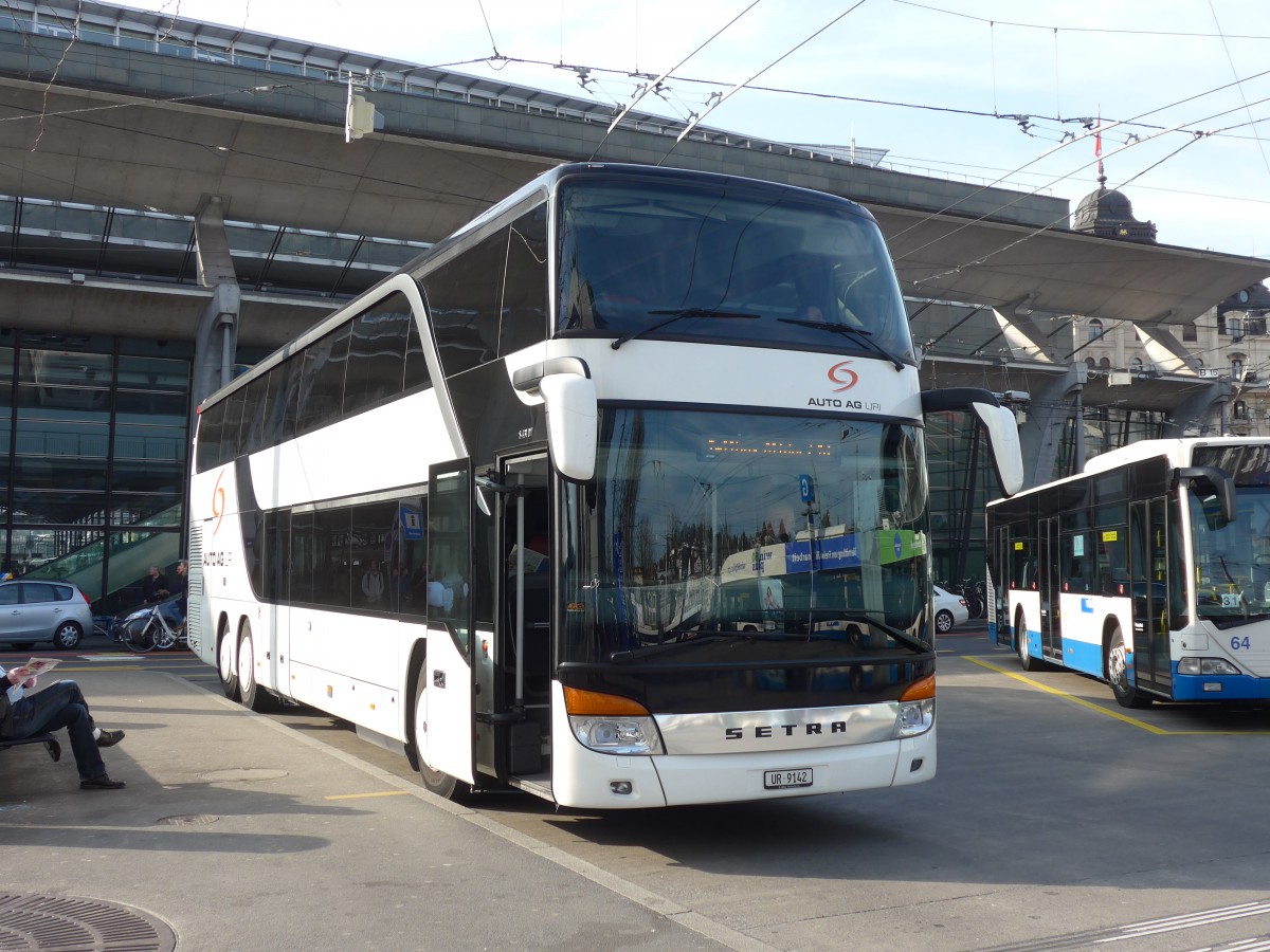 (159'275) - AAGU Altdorf - Nr. 60/UR 9142 - Setra am 18. Mrz 2015 beim Bahnhof Luzern