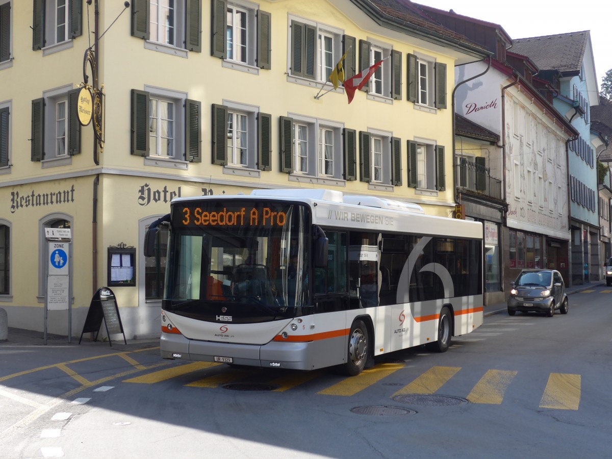 (159'295) - AAGU Altdorf - Nr. 5/UR 9329 - Scania/Hess am 18. Mrz 2015 in Altdorf, Telldenkmal