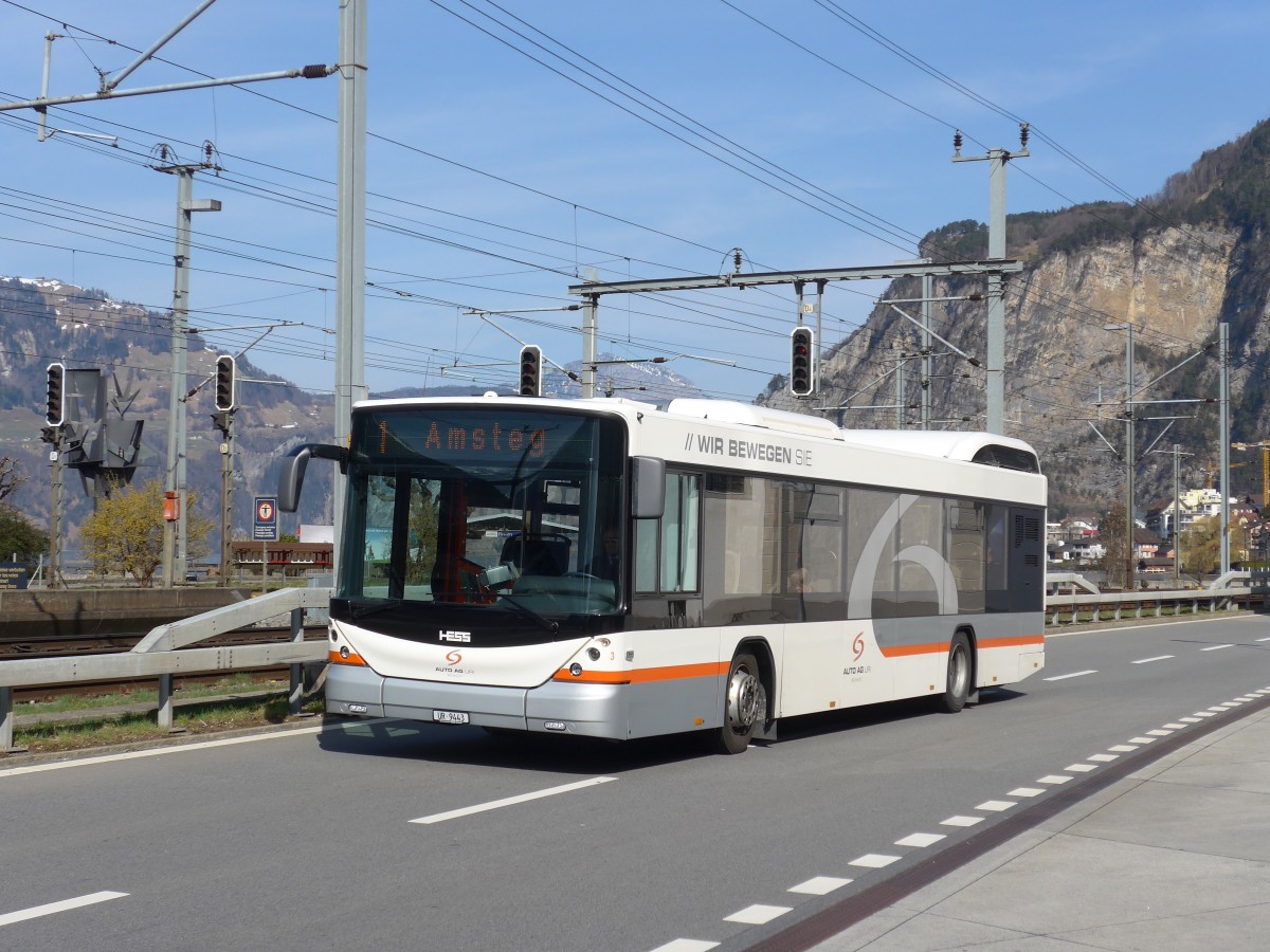 (159'302) - AAGU Altdorf - Nr. 3/UR 9443 - Hess am 18. Mrz 2015 in Flelen, Hauptplatz