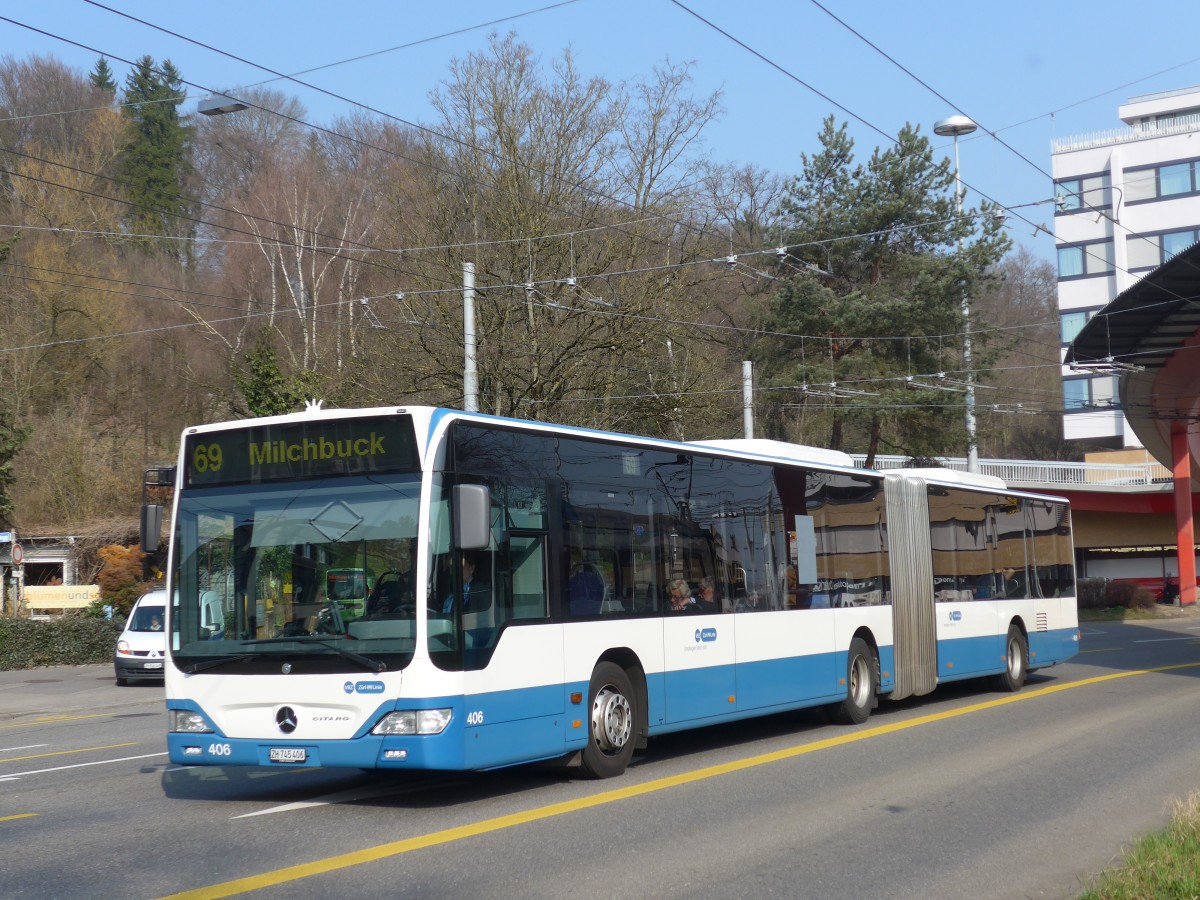 (159'368) - VBZ Zrich - Nr. 406/ZH 745'406 - Mercedes am 19. Mrz 2015 in Zrich, Bucheggplatz