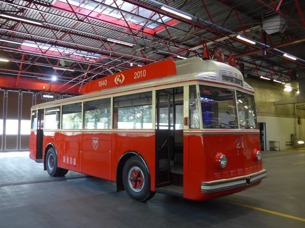 (159'492) - VB Biel - Nr. 21 - Berna/Hess Trolleybus am 28. Mrz 2015 in Biel, Depot