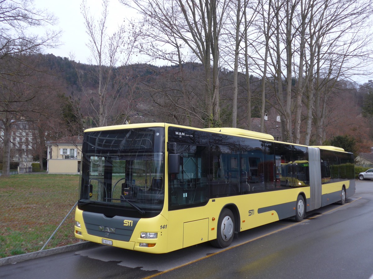 (159'528) - STI Thun - Nr. 141/BE 801'141 - MAN am 28. Mrz 2015 bei der Schifflndte Thun