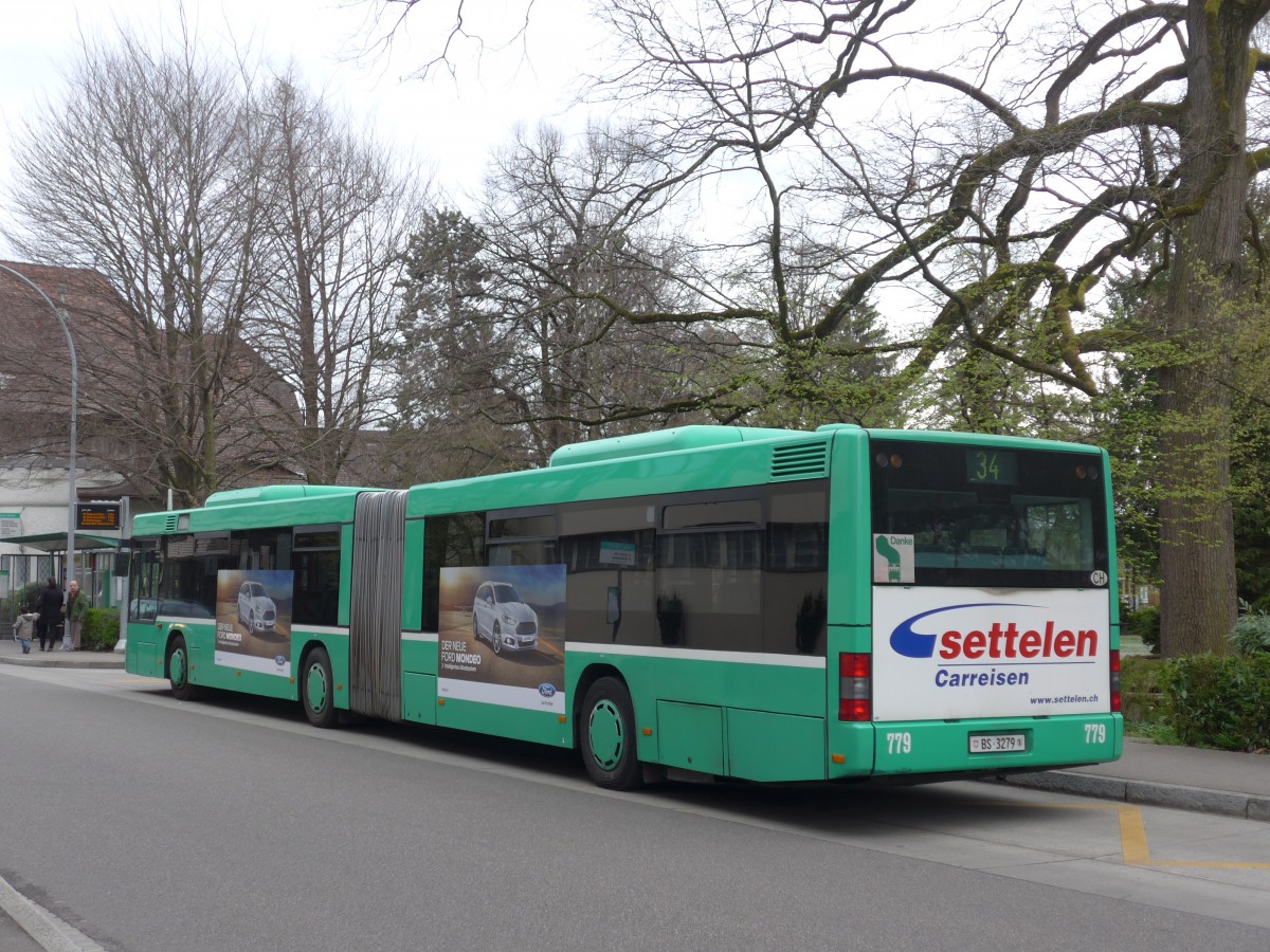 (159'697) - BVB Basel - Nr. 779/BS 3279 - MAN am 11. April 2015 beim Bahnhof Riehen