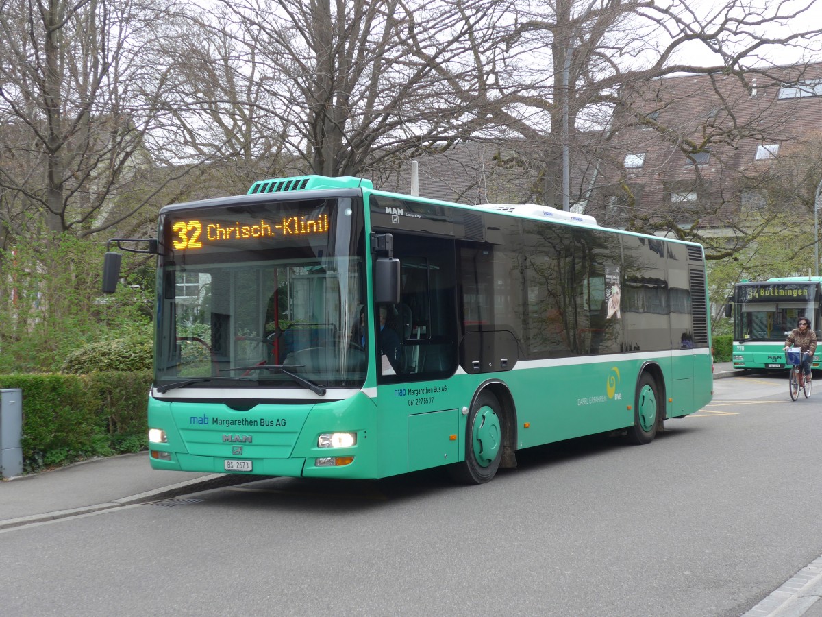 (159'700) - MAB Basel - Nr. 33/BS 2673 - MAN am 11. April 2015 beim Bahnhof Riehen