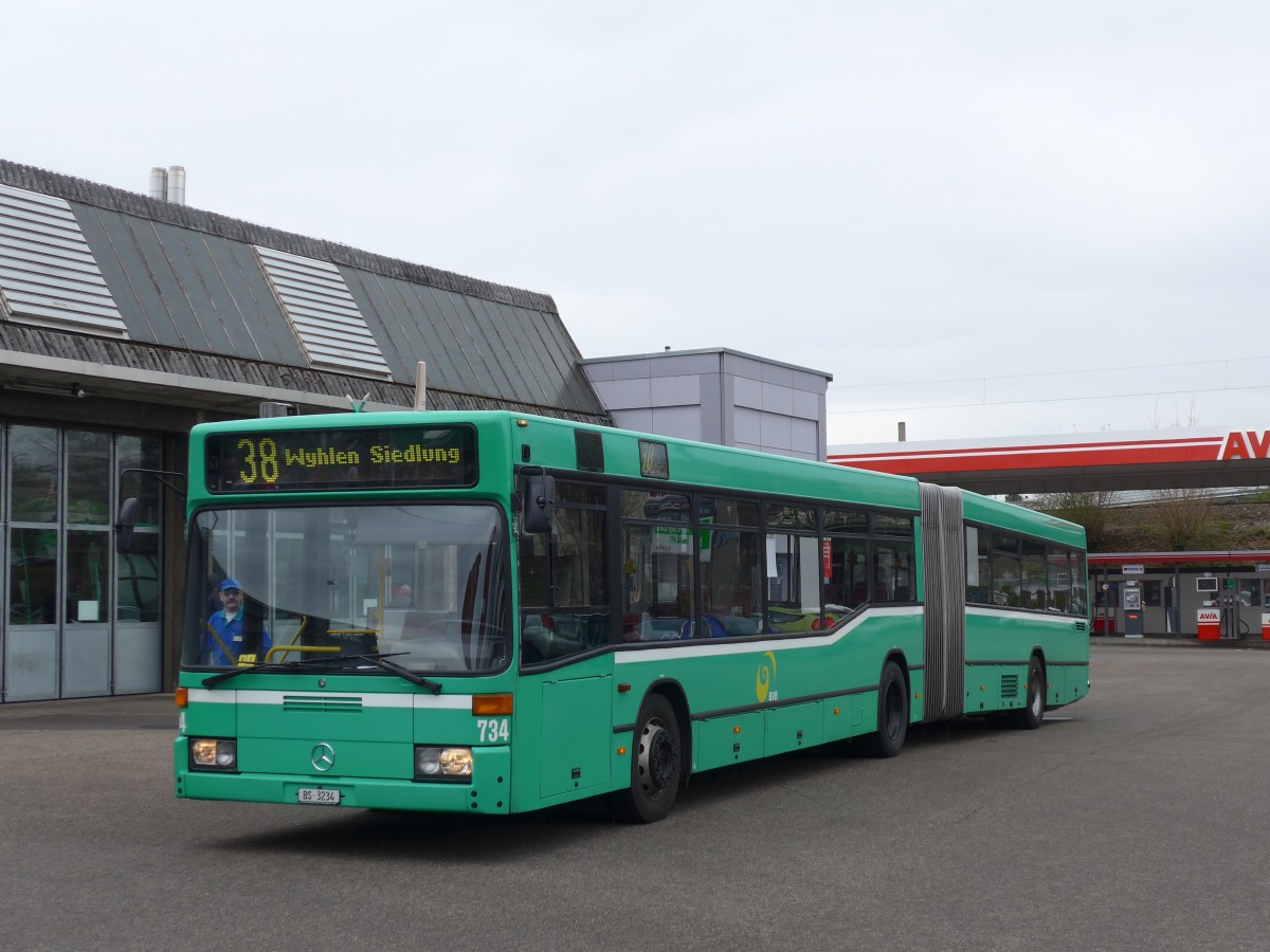 (159'759) - BVB Basel - Nr. 734/BS 3234 - Mercedes (ex VAG Freiburg/D Nr. 933) am 11. April 2015 in Basel, Garage Rankstrasse