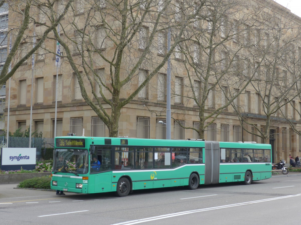 (159'857) - BVB Basel - Nr. 734/BS 3234 - Mercedes (ex VAG Freiburg/D Nr. 933) am 11. April 2015 in Basel, Badischer Bahnhof