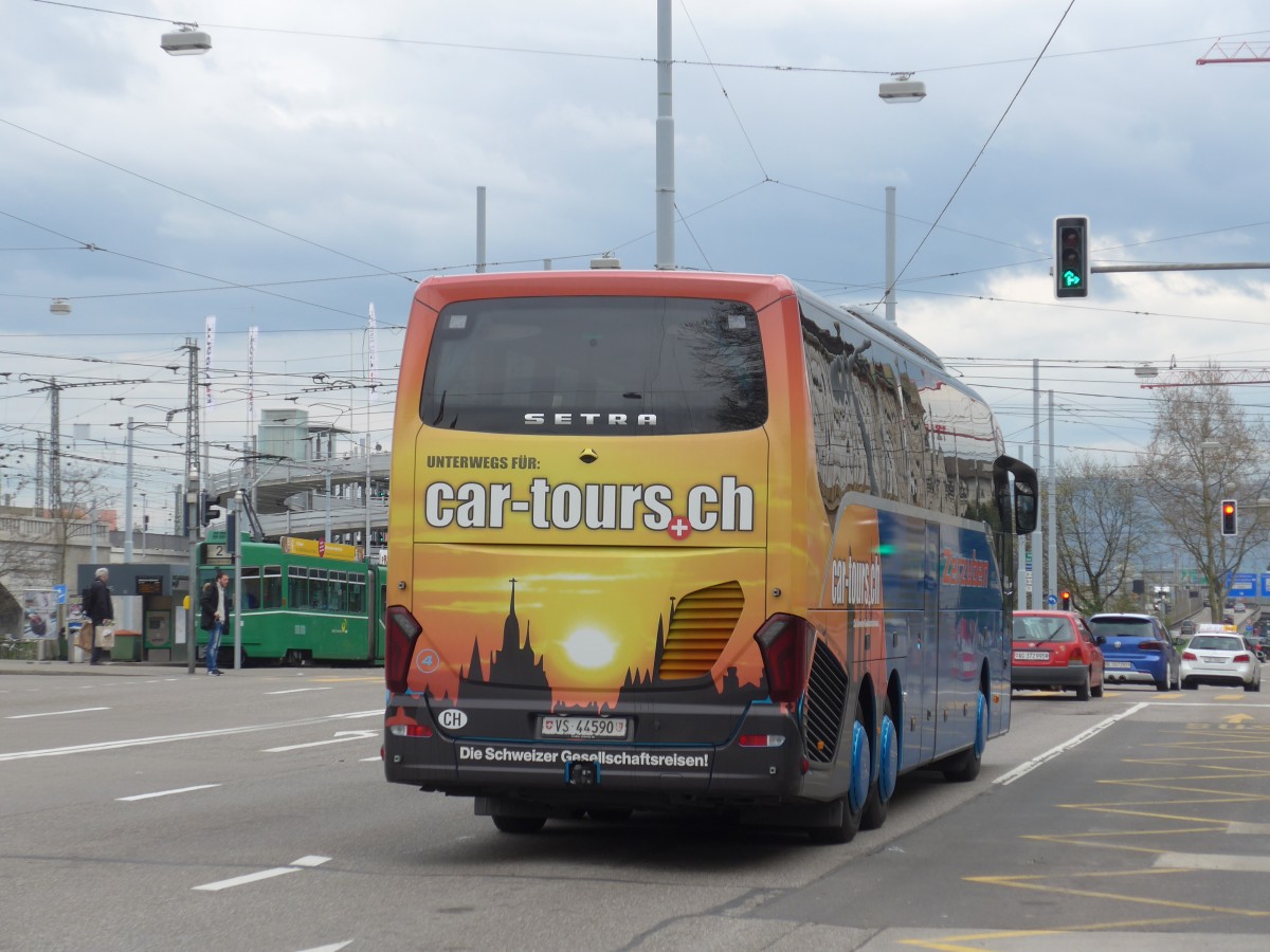 (159'860) - Zerzuben, Visp-Eyholz - Nr. 4/VS 44'590 - Setra am 11. April 2015 in Basel, Badischer Bahnhof