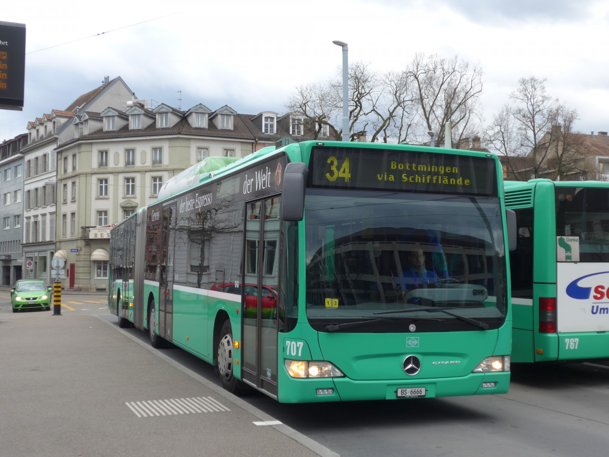 (159'898) - BVB Basel - Nr. 707/BS 6666 - Mercedes am 11. April 2015 in Basel, Wettsteinplatz