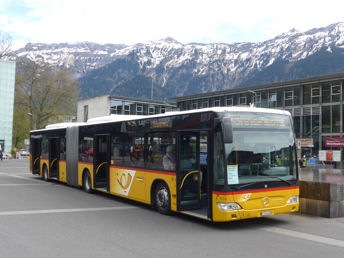 (160'069) - PostAuto Bern - Nr. 636/BE 560'405 - Mercedes am 26. April 2015 beim Bahnhof Interlaken Ost