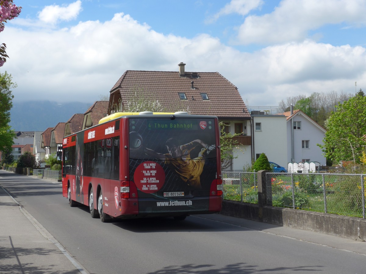 (160'151) - STI Thun - Nr. 149/BE 801'149 - MAN am 27. April 2015 in Thun-Lerchenfeld, Langestrasse