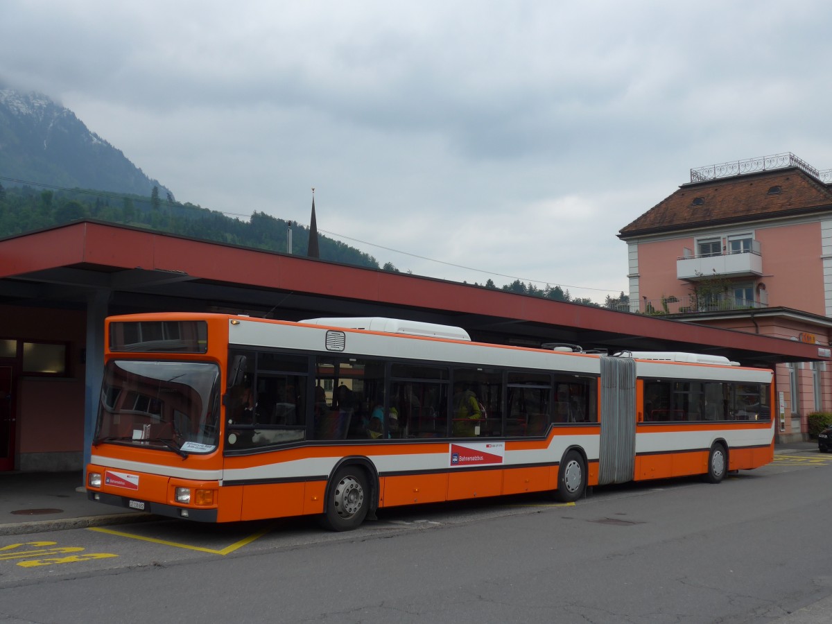 (160'717) - AAGS Schwyz - Nr. 82/SZ 118'682 - MAN (ex BOGG Wangen b.O. Nr. 45; ex SOO Olten Nr. 45) am 22. Mai 2015 beim Bahnhof Brunnen