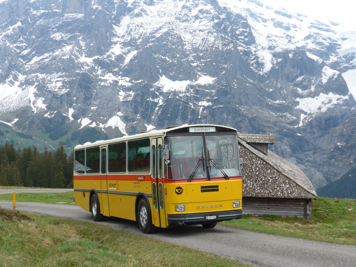 (161'031) - AVG Meiringen - Nr. 74/BE 607'481 - Saurer/R&J (ex PostAuto Berner Oberland; ex P 24'357) am 25. Mai 2015 in Grindelwald, Nodhalten