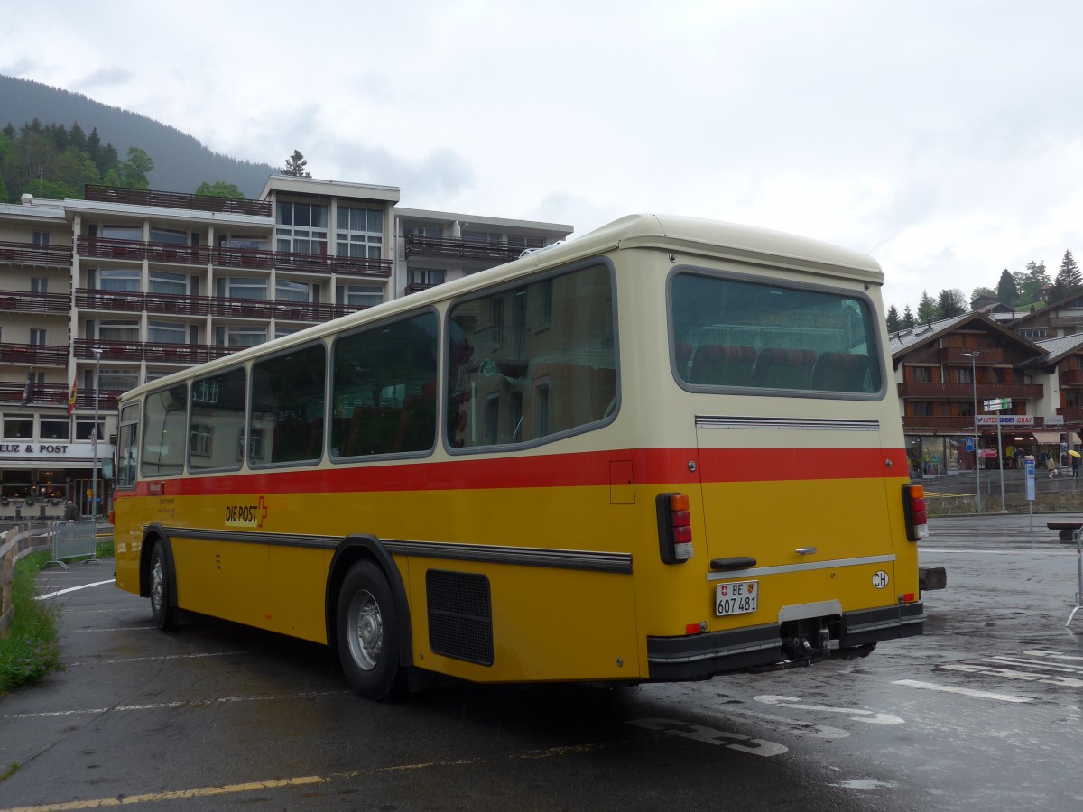 (161'050) - AVG Meiringen - Nr. 74/BE 607'481 - Saurer/R&J (ex PostAuto Berner Oberland; ex P 24'357) am 25. Mai 2015 beim Bahnhof Grindelwald