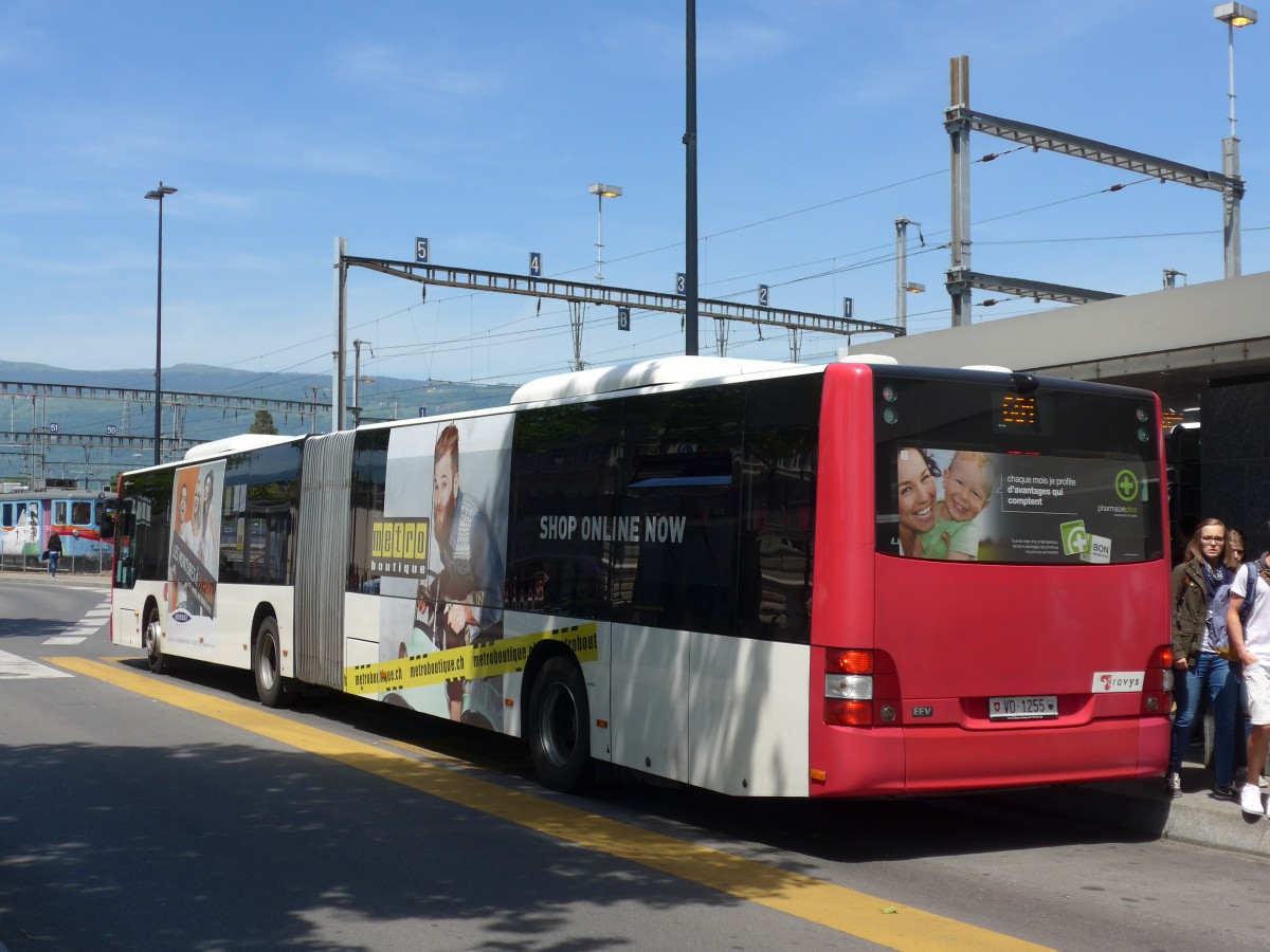 (161'306) - TRAVYS Yverdon - VD 1255 - MAN am 28. Mai 2015 beim Bahnhof Yverdon