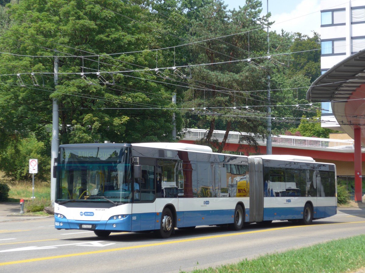 (162'962) - VBZ Zrich - Nr. 523/ZH 726'523 - Neoplan am 6. Juli 2015 in Zrich, Bucheggplatz