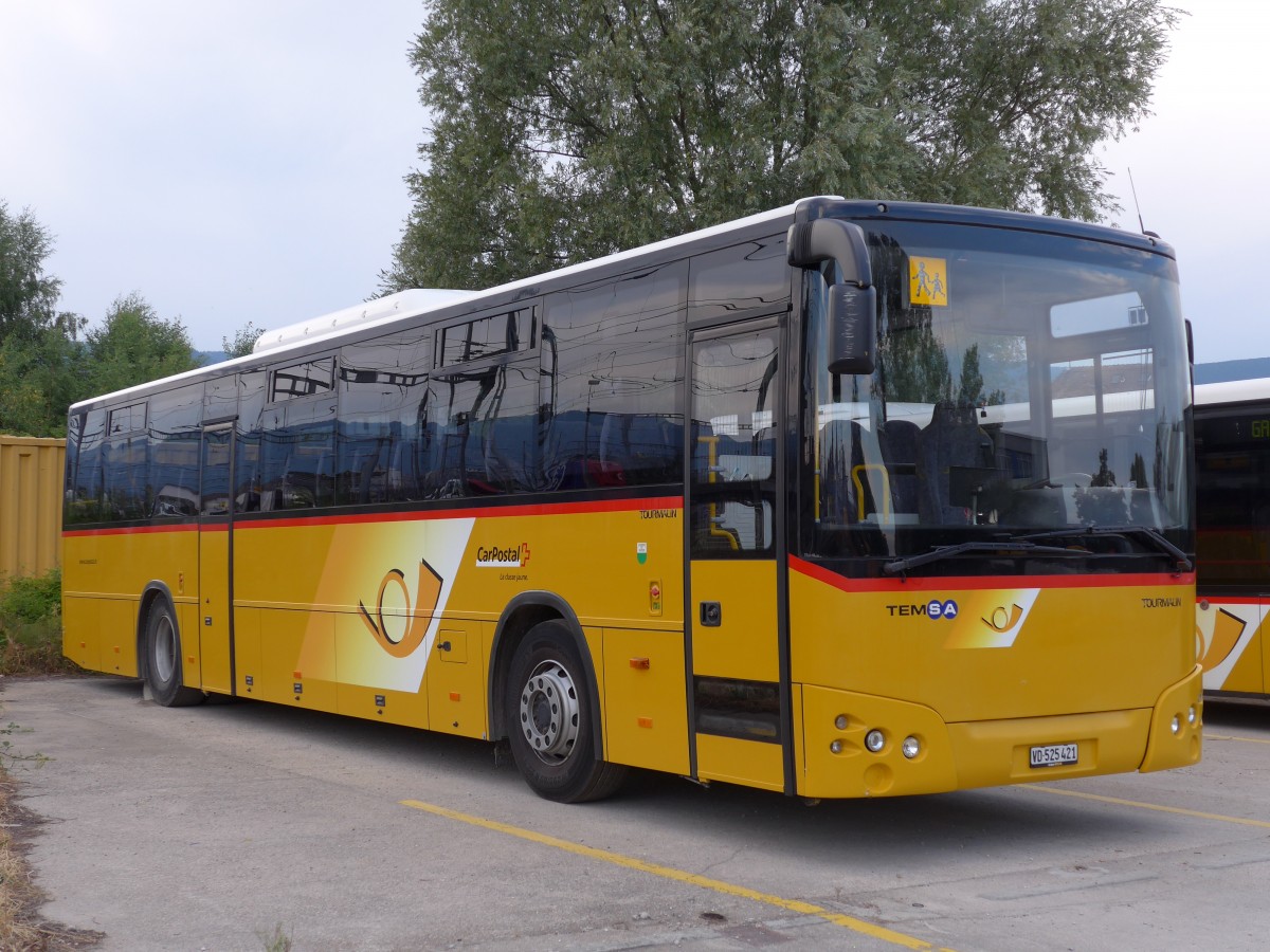 (163'058) - CarPostal Ouest - VD 525'421 - Temsa am 12. Juli 2015 in Yverdon, Garage