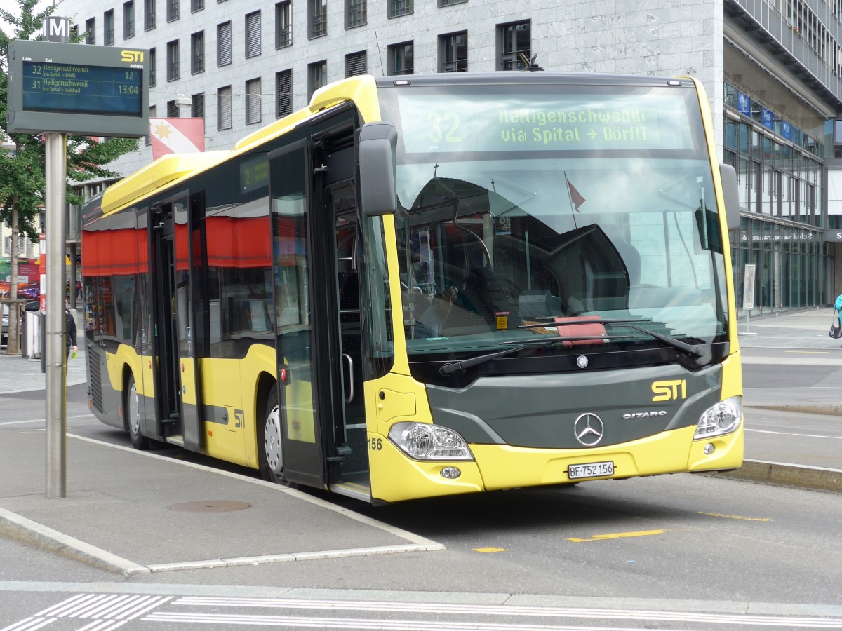 (163'643) - STI Thun - Nr. 156/BE 752'156 - Mercedes am 18. August 2015 beim Bahnhof Frutigen