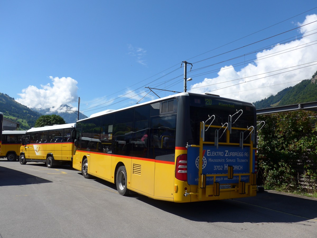 (163'706) - PostAuto Bern - BE 508'209 - Mercedes (ex Portenier, Adelboden Nr. 9) am 20. August 2015 beim Bahnhof Reichenbach