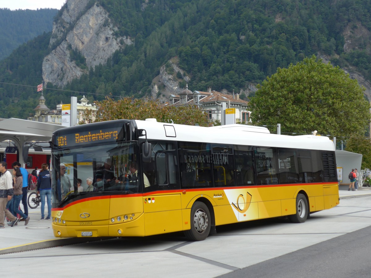 (163'742) - PostAuto Bern - BE 610'536 - Solaris am 23. August 2015 beim Bahnhof Interlaken West